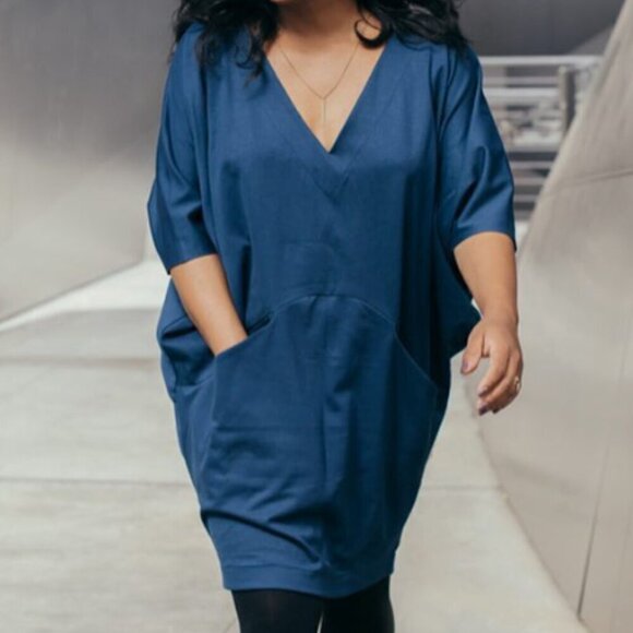 The Tiny Closet Peacock Blue Painter Dress, Medium - Picture 1 of 13